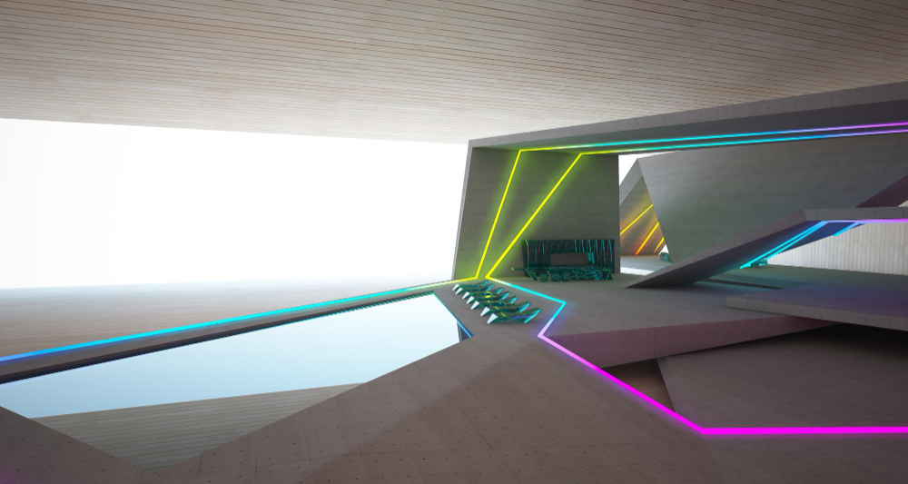 piscina seminterrata di design